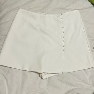 Satin lined White Button Skort